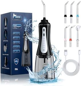 MOCEL Cordless Water Flosser Oral Irrigator 5 Modes, IPX7 Waterproof,350ML 6 Jet Tips USB Rechargeable Teeth Water Jet Cleaner,Water Dental Flosser at Home/Travel Family Use