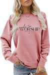 ESIKAH Made to Worship Sweatshirt Christian Psalm Bible Verse Shirt Womens Graphic Pullover Tops Religious Faith Shirt Gifts, Pink, Large