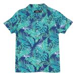 GLORYBOYZ Shirt for Boys Regular Fit Half Sleeves Hawaiian Tropical Printed Kids & Junior Boys Shirt Revere Collar Casual Comfortable Leaf Print Stylish Goa Beach Shirts Kids (2-14 Yrs) Blue