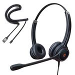 IPD IPH-255 Optimo-X Duo Ear Noise canceling,Corded headset for Call center,Office and Landline phones w U10P bottom cable w RJ9 jack works with Poycom VVX,Avaya,Nortel, Mitel and many other IP phones