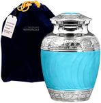 Trupoint Memorials Medium Urns for Human Ashes - Cremation Urn for Moms who Lost Their Child, Handcrafted Baby Urns for Ashes, Small Urns for Human Ashes - Light Blue, Medium