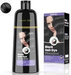 Black Hair Dye Shampoo, Duntail Coconut Hair Color Shampoo 3 in 1, Semi-Permanent Gray Hair Coverage for Woman & Man, Mild Formula, Lasts 30 Days (16.90 oz)