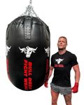 Bullet Punch Bag - Huge - Self-Fill Punch Bag - 100kg Filling Capacity, Heavy-Duty, Stainless Steel Chains Swivel - Most Aggressive Boxing Bag - Bull Doza Fight Wear