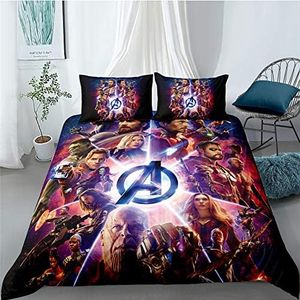 GDGM Parure De Lit The Aveng Hulk,Iron-Man,Captain America,Thor-Housse De Couette Microfibre Literie pour Enfants+Taie Oreiller (A11,200x200cm)