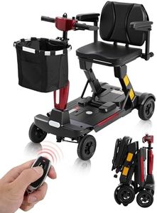 Ecomobi Light Weight Mobility Scooter for Seniors & Adults, 12–30 Mile Range, Foldable Airline Approved Portable 4 Wheel Motorized Scooter with Removable Lithium Battery, 300 lb Capacity, Ultra Red