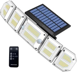 Clearhill Motion Sensor Outdoor Lights, 4 Adjustable Head 346LED Security Lights with Remote Control,Wireless Solar Motion Lights, Weatherproof Solar Outdoor Lights (Integraged style, 5Head 300LED 1P)