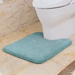 VANZAVANZU Non Slip Toilet Mat Thickened Pedestal Mat for Toilet Absorbent Ultra Soft Bathroom Toilet Rug Fluffy Microfiber Bath Mat, Quick-drying, Machine Washable - 50 x 60cm U Shape (Turquoise)