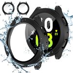 [2Pack]Neitra for Galaxy Watch 5 2022 & 4 2021 44mm Waterproof Screen Protector Case with Built-in Tempered Glass Film, Protective Full Face Cover - Hard PC Bumper for Samsung Watch5 Watch4