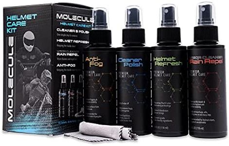 Molecule Helmet Care Kit, Anti-Fog, Cleaner Polish, Refresh, and Rain Repel, Premium Helmet Care, Helmets, Visors, and Goggles, Cleans and Details, 4 Ounces (1 Kit)