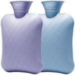 FORICOM Extra Large Hot Water Bottles for Pain Relief.2packs,2L Hot Water Bag for Back Pain, Heating Pad 2Liter, Hot and Cold Therapy.Bpa Free (2L Purple + 2L Blue)