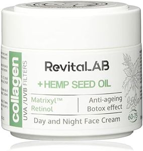 RevitaLAB Day and Night Collagen Anti-Aging Moisturiser, enriched with Hyaluronic Acid, Matrixyl® 3000, Hemp Seed Oil, and a UVA/UVB Filter for Ages 60 - 75, 50 ml (multipack)