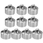 KisSealed 10 Pieces Stainless Steel Round Cake Ring 3 x 3 inch Dessert Mousse Mold with Pusher & Lifter Mini Food Forming Rings Cake Baking Rings for Home Kitchen Baking Tool