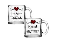 V Kraft "Best MOM DAD Ever Love You MOM DAD Unique Transparent Glass Mug Best Gift Anniversary Gift for mom dad,Father's Mother's Day Special Mug | Pack of 2| Unique and Trendy Stylish Mugs (M)