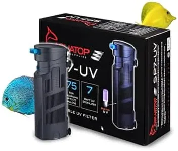 Aquatop 72-126 GPH Internal Filter with 7W UV Light - For Up To 75 Gallon Fish Tanks, UV For Crystal Clear Water, Fresh & Saltwater Use, Aquarium Filters For Fish & Turtle Tanks, SP7-UV