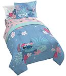 Jay Franco Disney Lilo & Stitch Paradise Dream 5 Piece Twin Bed Set - Includes Reversible Comforter & Sheet Set Bedding - Super Soft Fade Resistant Microfiber (Official Disney Product)