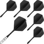 CyeeLife Molded Dart Flights and shafts 6pcs,Integrated 2BA accessory,Multiple colors available CF01 Black