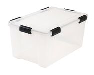 IRIS Pack of 4 x 50 Ltr Large Plastic Airtight Clear Damp Area Dry Storage Box! L 59cm x W 39cm x H 29cm - Sealed Hermetically Lid! Pack of 4 Containers