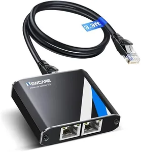 Gigabit Ethernet Splitter 1 to 2 High Speed 1000Mbps with 3.3ft LAN Cable, NEWCARE 1 in 2 Out Dual RJ45 Port Internet Splitter for Cat5/5e/6/7/8, Plug and Play, 2 Devices Simultaneously Networking