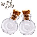 LEFV Mini Cork Top Glass Bottle Vial Charm Kit 1 Inch - 25pcs Clear Wishing Bottles with Corks and Eye Screws - Miniature Empty Sample Jars Message Bottle Small Tiny Size (25pcs-Wine Bottle)