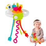 Kidology Pull String Toy for Babies Teething Strings Sensory Montessori Toys Baby Girl,Travel Toy for 6+Months Boy Food Grade Silicone Fine Motor Skills Toy for Toddlers (Duck), Multicolor