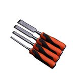 Edward Tools Harden Wood Chisel Set - Heavy Duty 4 Piece Woodworking Tools Set Includes 1/4”, 1/2”, 3/4”, 1” - Cr-V Steel with Ergo Soft Grip - Sharp Carving Bevel Edge - Steel Butt for Hammer