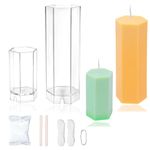 MILIVIXAY 2PCS Hexagon Pillar Candle Molds - Seamless Candle Molds -Including 60 Ft Wicks,1pc Wire and 2pc Wick Holders.