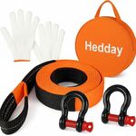 Hedday Tow Strap 10 Ton (22046 lbs), 16.4ft (5m) Heavy Duty Recovery Strap with D Ring Shackles & Storage Bag, Reinforced Towing Strap for Car SUV Truck Off-Road Emergency (Orange)