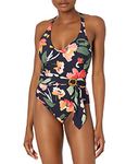 SEAFOLLY Women's DD Cup One Piece Swimsuit with Belt Detail, Summer Memoirs Indigo, 12