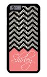 iZERCASE iPhone 6, iPhone 6S Case Personalized Coral Chevron Pattern (NOT Actual Glitter) Rubber CASE - Fits iPhone 6, iPhone 6S T-Mobile, AT&T, Sprint, Verizon and International (Black)