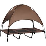 PawHut Elevated Dog Bed with Canopy, Portable Raised Dog Cot for XL Sized Dogs, Indoor & Outdoor, 48" x 36" x 43", Coffee