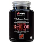 Antarctic Krill Oil Capsules High Strength 2000mg - 150 Softgels - Omega 3 Fish Oil Alternative - Source of EPA & DHA - with Astaxanthin & Phospholipids - Made in The UK - Nu U Nutrition