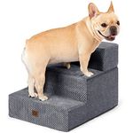 EHEYCIGA Dog Stairs for Small Dogs 13.5" H, 3-Step Pet Stairs for Couch with Non-Slip Bottom, Folding Blanced Dog Steps for Pets, Gray