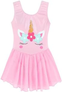 EQSJIU Girls Ballet Leotard With Skirt Pink Unicorn Girls Dance Leotards Gymnastics Outfit 3t 4t 3-4t