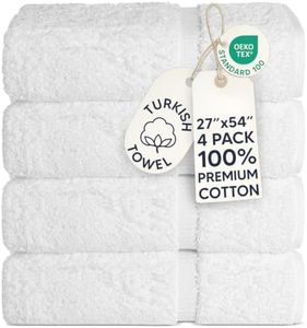 Chakir Turkish Linens 4 Piece Bath Towel Set, 100% Cotton Luxury Turkish Towels for Bathroom, Soft Absorbent Bath Towels, 27 x 54 Inches, White