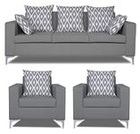 Adorn India Anigma 5 Seater 3-1-1 Sofa Set (Grey)