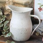 BIG FORTUNE Rustic Vase Vintage Metal Flower Vase Milk Jug Vase Small Vases for Flowers Rustic Vase Vintage Decorative Pitcher Metal Rustic Vase Metal Vases for Decor Milk Jug Decor White