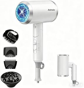 Ionic Hair Dryer, Astraio Powerful 2400W 110,000 RPM Professional Hair Dryer with Diffuser, Lightweigh Low Noise Blow Dryer for Fast Drying, Lightweight Hairdryer for Home,Travel,Gifts(White)