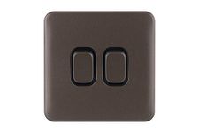 Schneider Electric Lisse Screwless Deco - Double 2 Way Light Switch, 10AX, GGBL1022BMB, Mocha Bronze with Black Insert