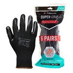 Blackrock Pack of 6 Super Grip Work Gloves, Black Nitrile Gloves, Safety Gloves Men Women, Working Gloves, Roofing Gloves, Warehouse Gloves, Thin Work Gloves, DIY, Gardening, Outdoor - Size 10/XL