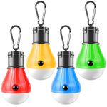 PEMOTech Camping Lights 4 Pack, 4 Lighting Modes LED Camping Lantern Bulbs with Clip Hooks, Waterproof Portable Battery Operated Emergency Tent Light for Outdoor Camping Hiking Fishing Hunting