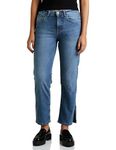 Amazon Brand - Symbol Women's Straight Fit Jeans (SYM-AW22WJNS-904_Mid Blue