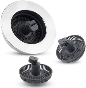 Hygie Rinse 3-in-1 Kitchen Sink Strainer Stopper Universal Pop Up Sink Drainer with Additional 2PCS Strainers for US Standard 3-1/2 inch Drain Filter, Chrome Stainless-wraped Shell, Anti-clog