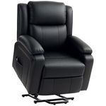 HOMCOM Power Lift Chair for Elderly, PU Leather Upholstered Electric Recliner Chair with Quick Assembly, Remote, Footrest, Side Pockets, Reclining Sofa for Living Room, Black