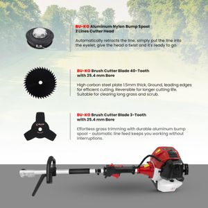 BU-KO 52cc Petrol Garden Multi Tool – 4-in-1 Trimmer & Brush Cutter