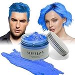 Temporary Blue Hair Color Wax, Instant Natural Hairstyle Cream Dye 4.23 oz, Washable Styling Pomades, Disposable Coloring Mud for Women Youth Men, Party Cosplay DIY Halloween