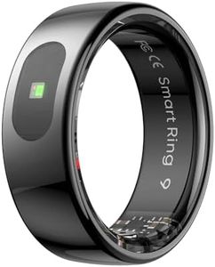 Touch Control Smart Ring | Sleep & Activity Tracking | Remote Photo Taking | Indicator Light | 5-7 Days Battery Life | Magnetic Charging Case | 5ATM Waterproof | Android & iOS (Black, 9)