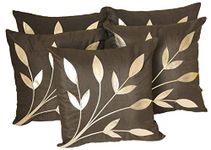 Decor India Cushion Covers Polyester 16x16 Inch Cushion Covers Closure for Hair and Skin Home Bed Sofa Chair Office Decor (Brown, Pack of 5)