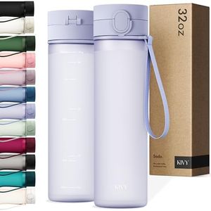 KIVY Slim Water Bottle 32oz with Leakproof Flip Lid [Lightweight & Shatterproof] Fits Backpack & Cupholder for Travel, Sports, School - Tall Gym Water Bottle with Measurements - Dishwasher Safe