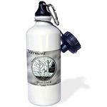 3dRose State Quarter Vermont-Sports Water Bottle, 21oz (wb_120128_1), Aluminum, White