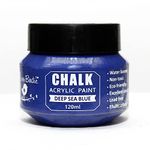 Little Birdie Home Decor Chalk Paint Deep Sea Blue - 120ml |Chalk Paint for Wood Furniture, Wall, Home Decor, Glass, Terracotta Pots & Acrylic Chalk Paint | Multi Surface Paint